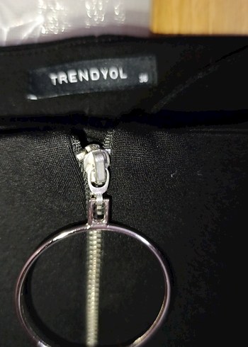 Siyah Kadın Fitilli Parlak Flare Pantolon bel 36 boyu 110 cm - Görsel 3