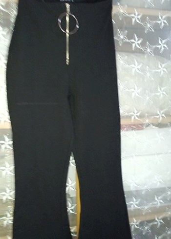 Siyah Kadın Fitilli Parlak Flare Pantolon bel 36 boyu 110 cm - Görsel 2