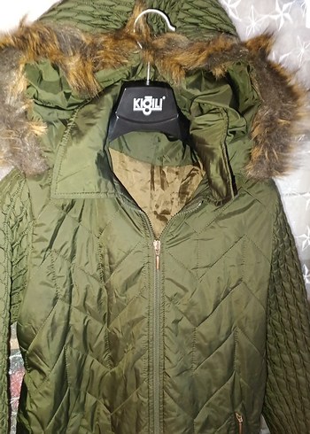 Kadın Haki Uzun Kollu Kışlık Mont - Görsel 3