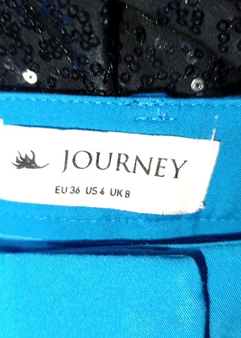 Mavi Parlak Kumaş Pantolon - Kemerli, Midi boy 90 cm - Görsel 3