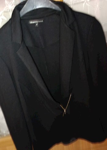 Kadın Siyah Keten Blazer Ceket - Görsel 3