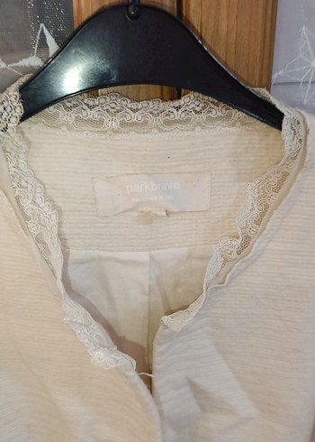 Düğmeli Keten Kadın Ceket Beyaz - Görsel 4