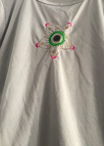 Bohem Gri Kısa Kollu Hamile Tişörtü - Görsel 2