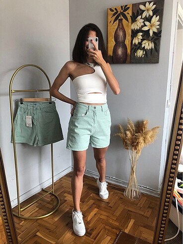 Diğer Gabardin Şort Mint