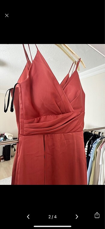Zara V yaka saten elbise