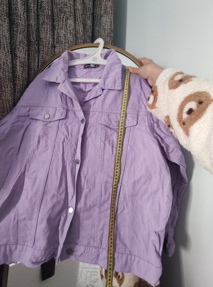 Lila Düğmeli Keten Ceket - Görsel 2