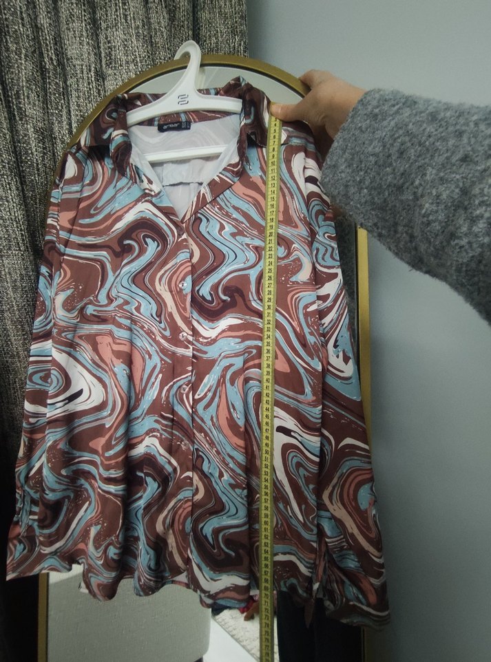 Kadın Çok Renkli Uzun Kollu Salaş Gömlek - Görsel 3