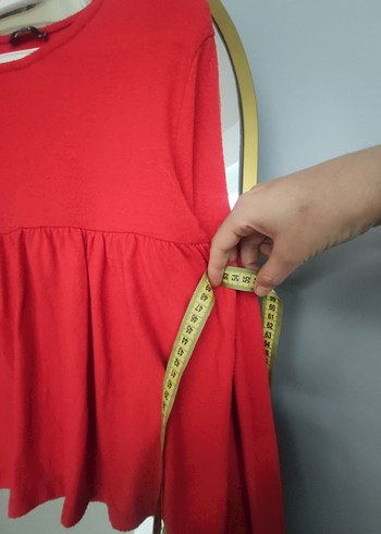 Kadın kiremit rengi ve pudra pileli  bluz - Görsel 8