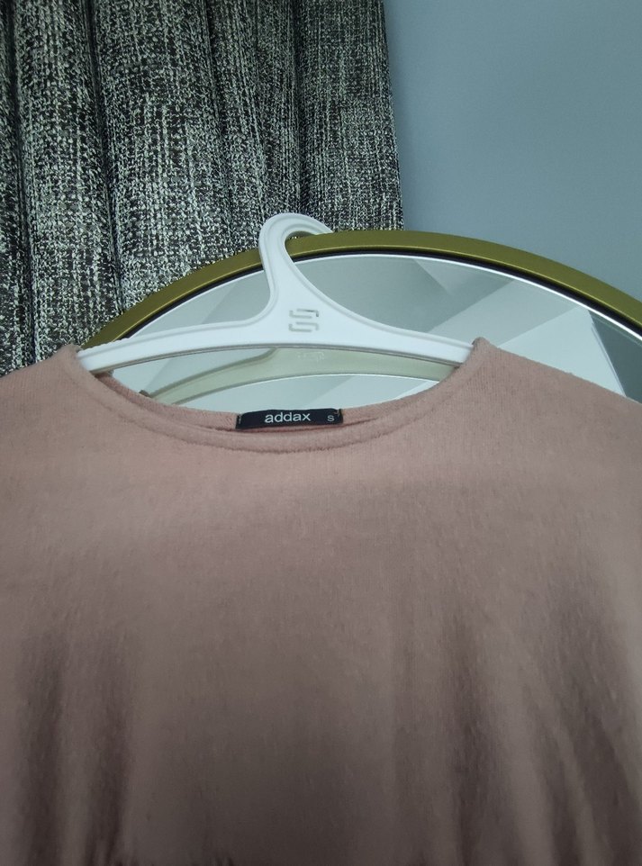 Kadın kiremit rengi ve pudra pileli  bluz - Görsel 5