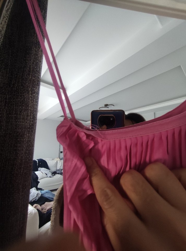 Pembe Pileli Mini Tek kol Elbise - Görsel 3