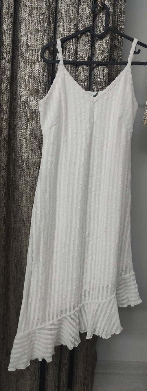 Beyaz V Yakalı  Midi Elbise - Görsel 2