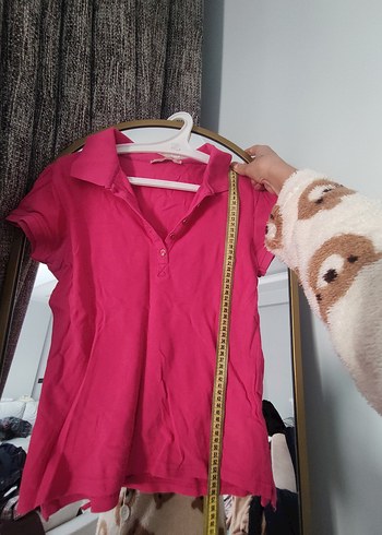 Pembe Kısa Kollu Polo Tişört - Görsel 2