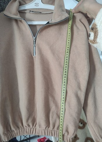 Kadın Bej Yarım Fermuarlı Sweatshirt - Görsel 3