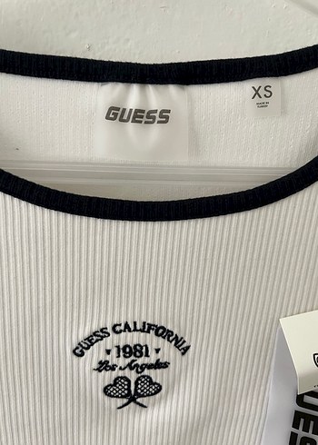 xs Beden beyaz Renk Guess Beyaz Crop Fitilli Tişört