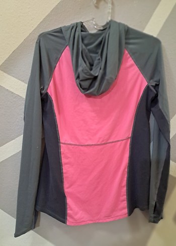 Kız Çocuk Uzun Kollu Pembe Gri Fermuarlı Tişört - Görsel 4