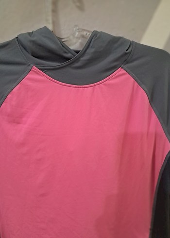 Kız Çocuk Uzun Kollu Pembe Gri Fermuarlı Tişört - Görsel 3