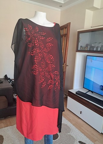 Kırmızı Baskılı elbise - Görsel 8