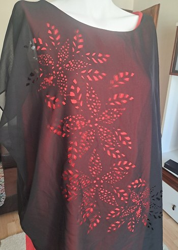 Kırmızı Baskılı elbise - Görsel 3