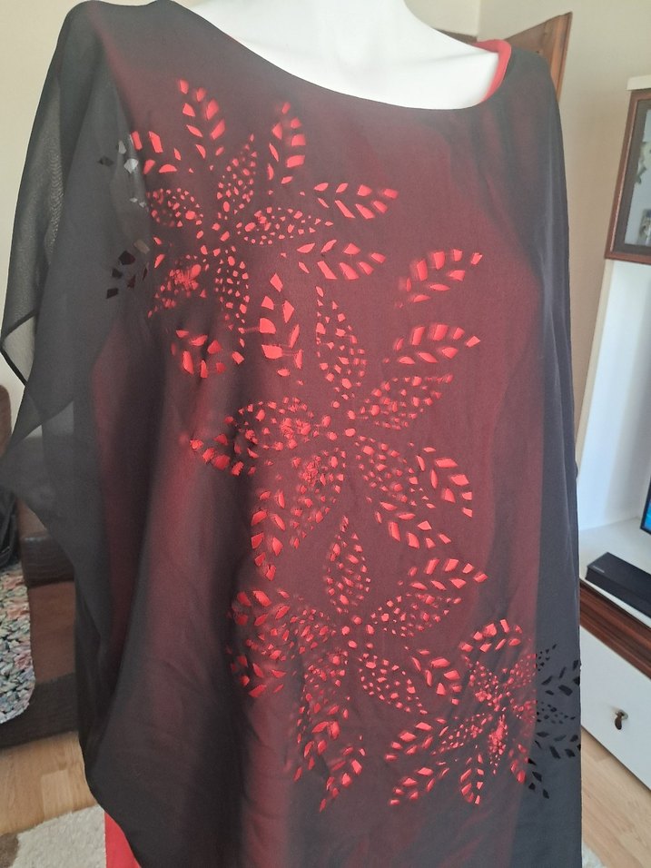 Kırmızı Baskılı elbise - Görsel 3