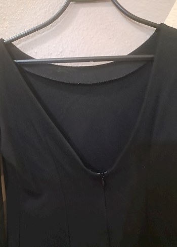 Siyah Uzun Kollu Tek Renk elbise - Görsel 3