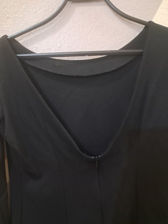 Siyah Uzun Kollu Tek Renk elbise - Görsel 3