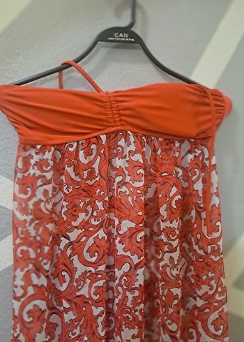 Kırmızı Straplez Uzun Bohem Elbise - Görsel 8