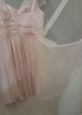 Bej Drapeli Midi Abiye Elbise - Görsel 4