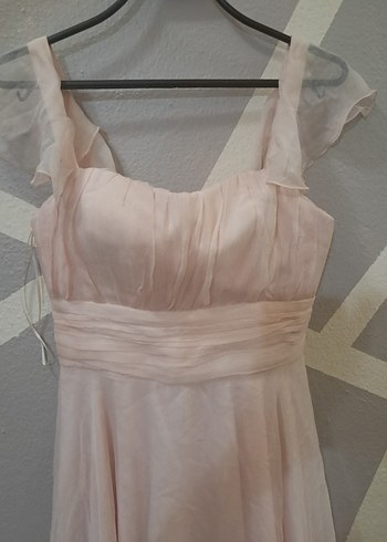 Bej Drapeli Midi Abiye Elbise - Görsel 3