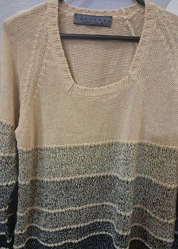 Bej ve Gri Örgü Kadın Kazak İtalyan marka kaliteli - Görsel 4