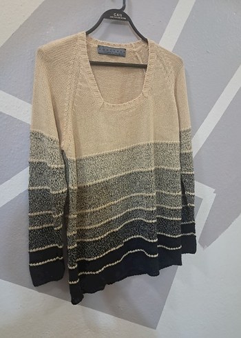 Bej ve Gri Örgü Kadın Kazak İtalyan marka kaliteli - Görsel 3