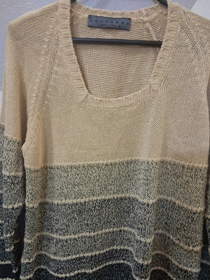 Bej ve Gri Örgü Kadın Kazak İtalyan marka kaliteli - Görsel 4