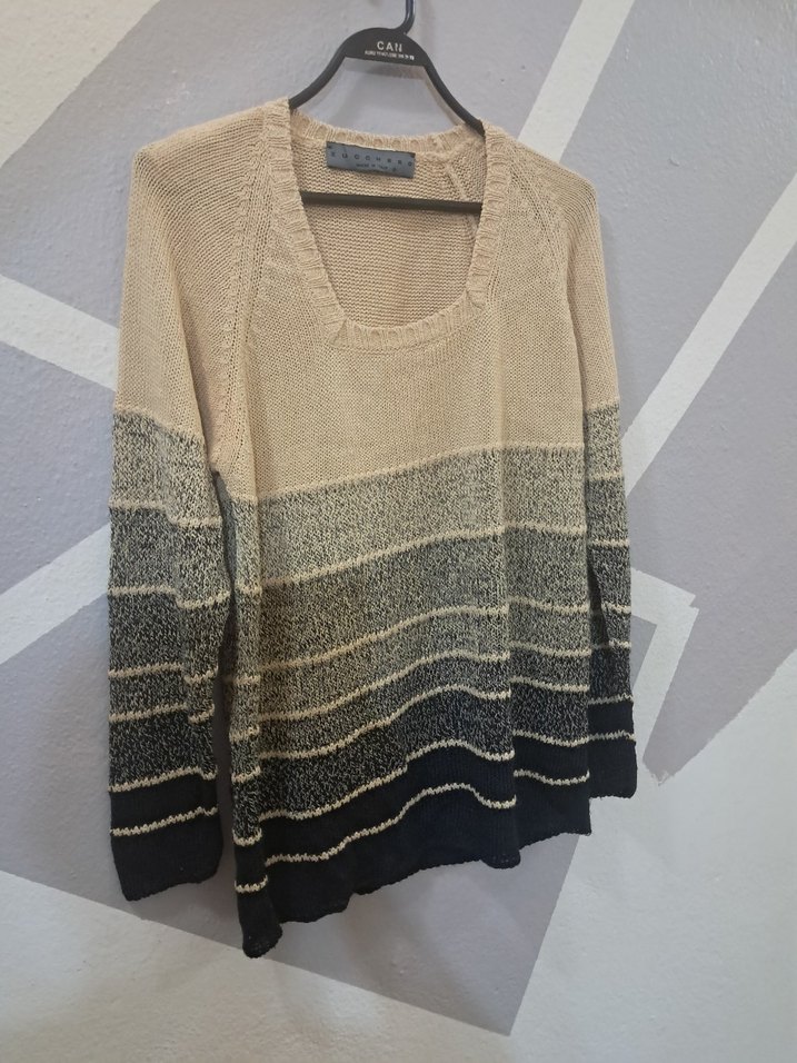 Bej ve Gri Örgü Kadın Kazak İtalyan marka kaliteli - Görsel 3