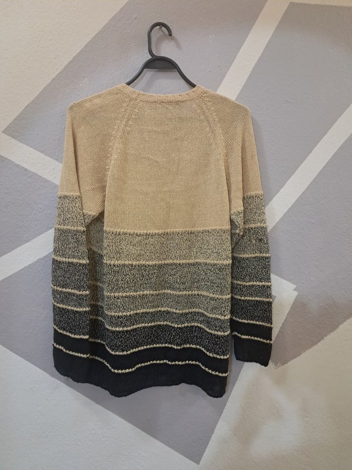 Bej ve Gri Örgü Kadın Kazak İtalyan marka kaliteli - Görsel 5