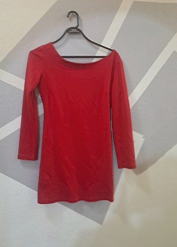 şık kırmızı sırt dekolteli mini elbise - Görsel 4