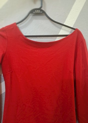 şık kırmızı sırt dekolteli mini elbise - Görsel 5