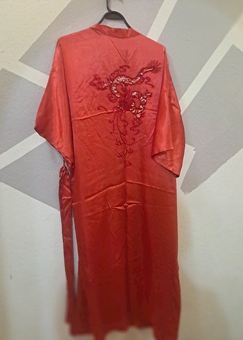 Kırmızı Uzun Salaş Kadın Sabahlık orjinal full el işi - Görsel 2