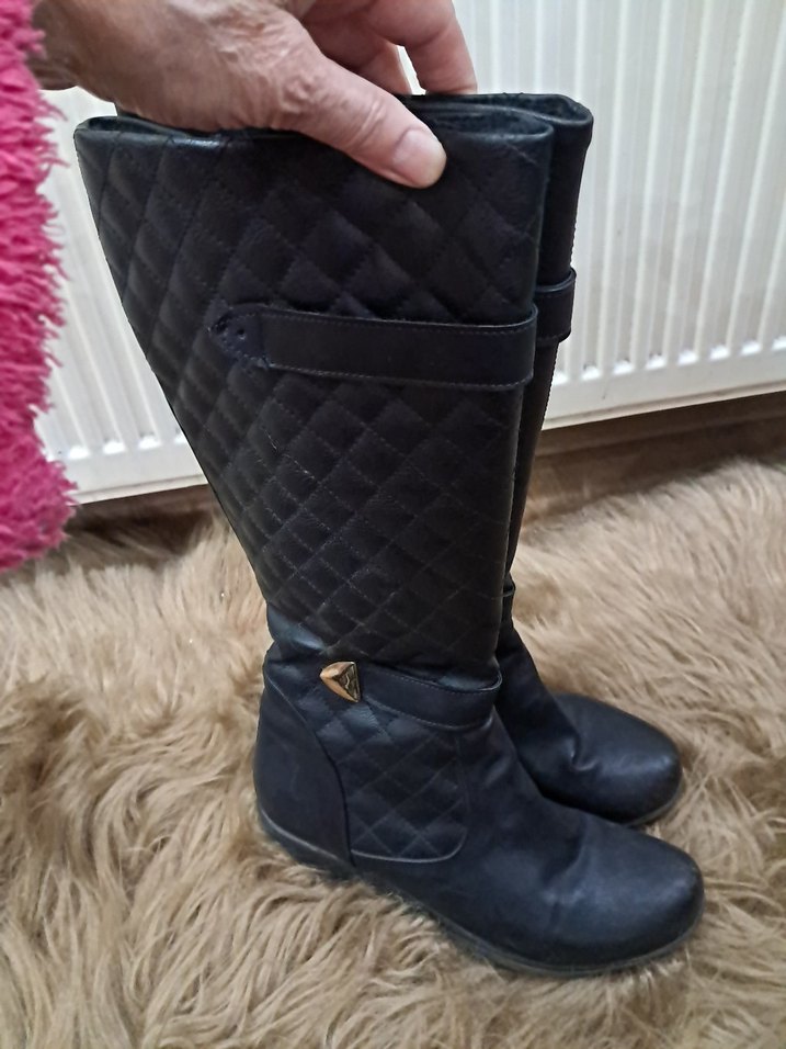 Dolgu Topuklu Diz Boyu çizme - Görsel 3