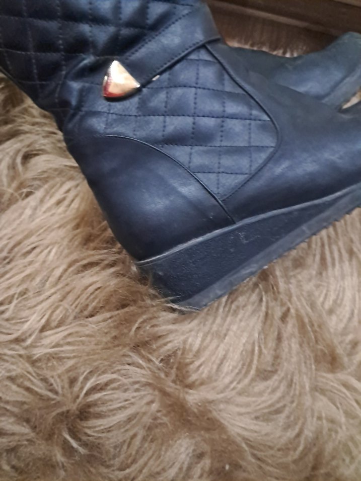 Dolgu Topuklu Diz Boyu çizme - Görsel 5