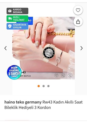 HainoTeko Altın Renk Akıllı Saat Seti - Görsel 6