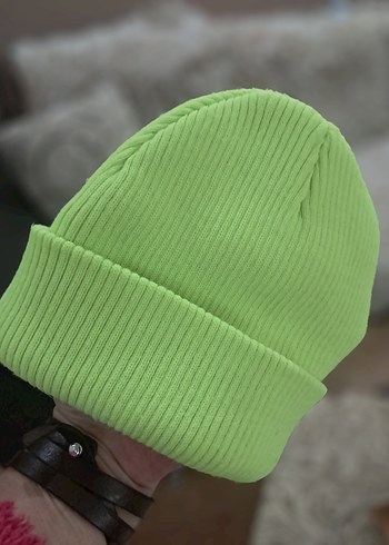 Kadın Yeşil Örgü Polar Bere - Görsel 3