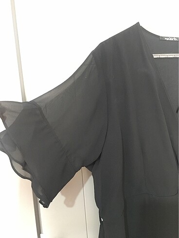 52 Beden siyah Renk Melisita Şifon Elbise