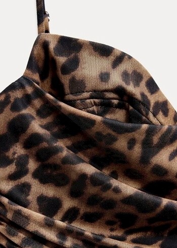 ZARA Markalı Leopar Desenli Uzun Kadın Elbise - Görsel 6