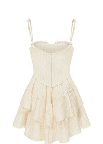 SAGAZA Markalı Korseli Dantel Detaylı Beyaz Mini Elbise - Görsel 8