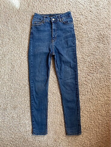 xs Beden mavi Renk TRENDYOLMİLLA DAR PAÇA SKINNY YÜKSEK BEL JEAN
