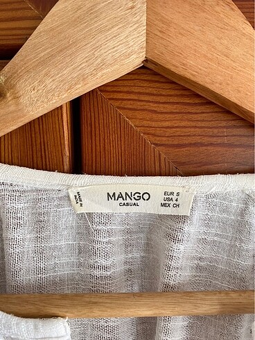 s Beden MANGO İŞLEMELİ KETEN ETNİK BLUZ