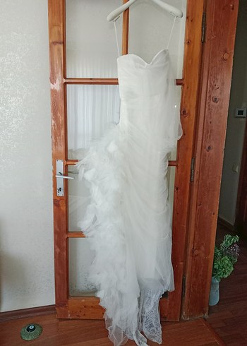 Tek Omuzlu Beyaz A Kesim davet elbisesi - Görsel 4