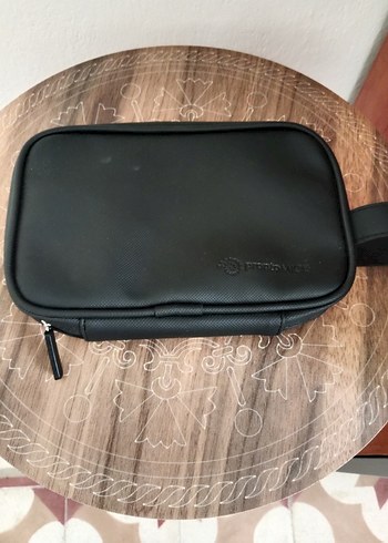 Siyah Deri Fermuarlı Kadın erkek Makyaj yada seyahat Çantası