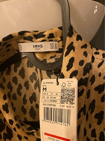 m Beden Mango uzun leopar desen elbisesi 38 beden - yeni ve etiketli