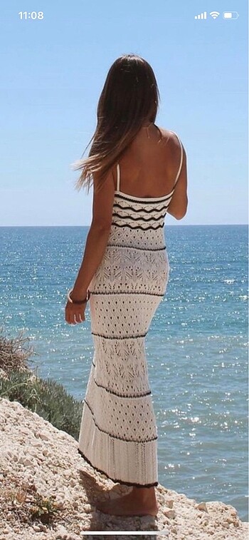 Zara Örme beachwear askılı elbise