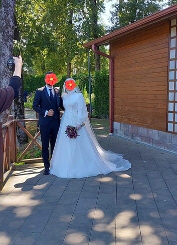 38 Beden Kırık beyaz tesettür gelinlik